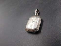 silver square locket view good